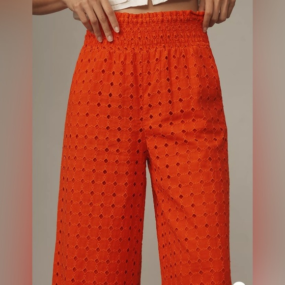 Maeve Eyelet Wide-Leg Pants Sz sm - Picture 2 of 6